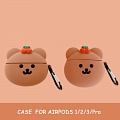 Cute ブラウン Strawberry Bear | Airpod Case | Silicone Case for Apple AirPods 1, 2, Pro コスプレ